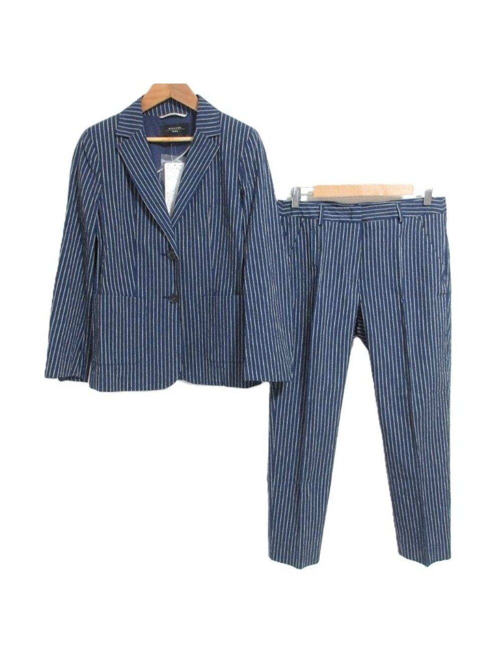 Max Mara Weekend Stripe Linen Jacket Pants Set /42 Navy Spring Summer Fall 40
